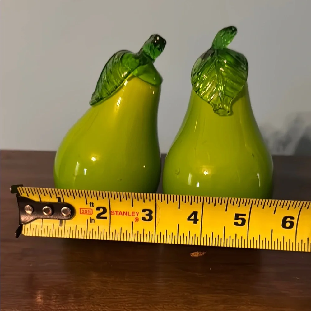 Pier 1 Imports Green Glass Pear Figurines